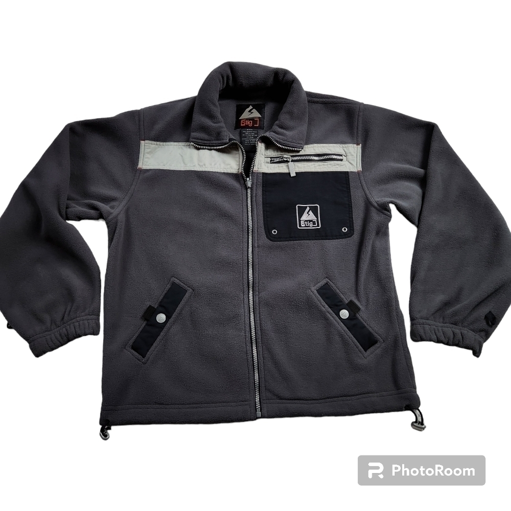 Stig Men's Jacket Fleece Full Zip Gray Black Size S